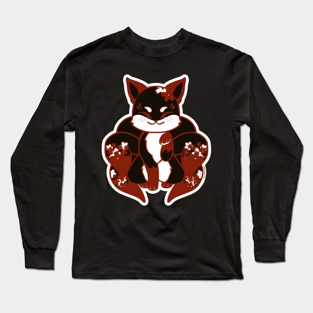 Black & Red Kitsune Long Sleeve T-Shirt by Ranefea